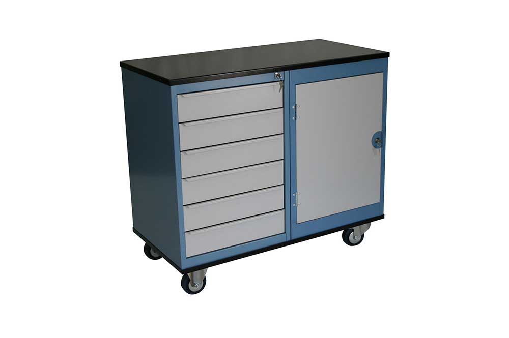 BC6DL Mobile Workstation With Cupboard & 6 Drawer Unit