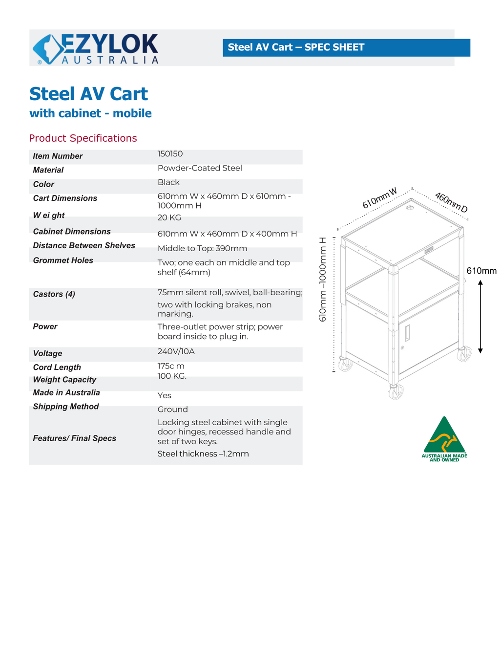 Steel AV Cart