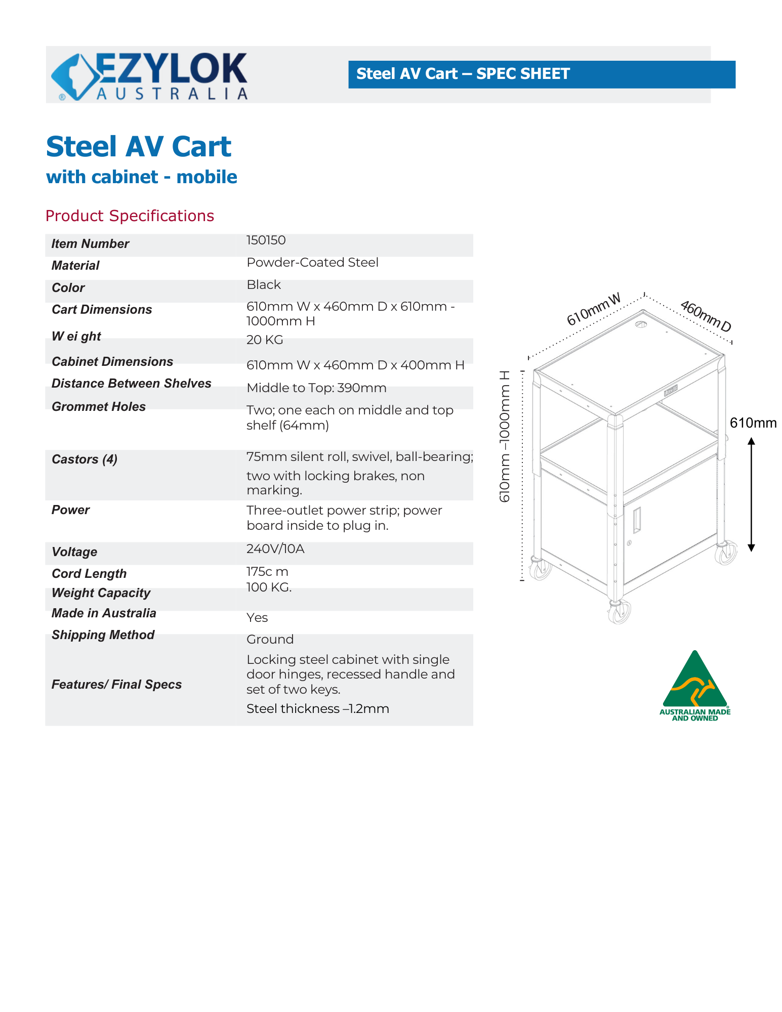 Steel AV Cart
